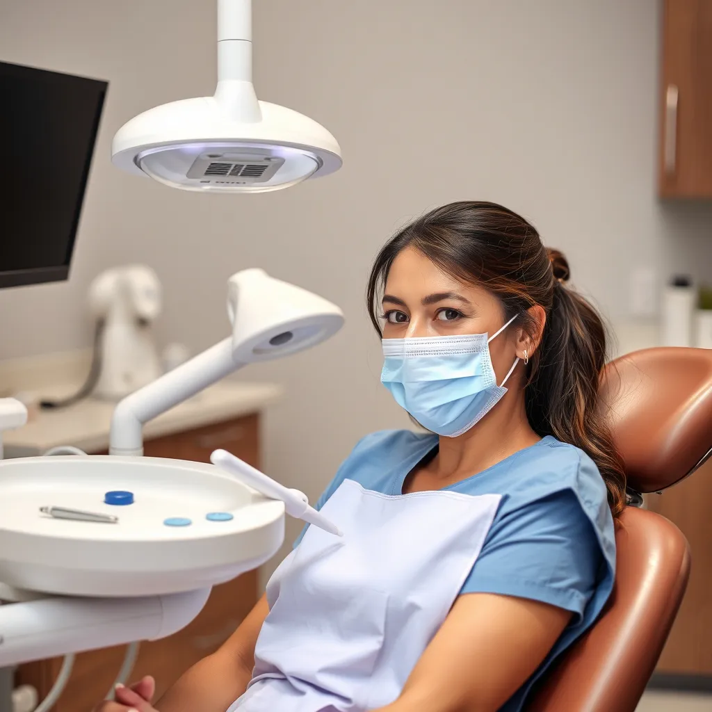 A dental hygienist treating a patient